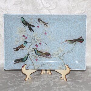 Hummingbirds Decorative Glass Tray | Fringe Studio Tray #512019